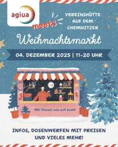 Symbolbild des AGIUA Stands auf dem Chemnitzer Weihnachtsmarkt